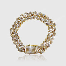 Load image into Gallery viewer, Iced Prong Link Bracelet (Gold) 12mm
