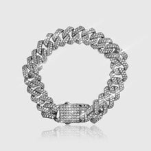 Load image into Gallery viewer, Iced Prong Link Bracelet (White Gold) 12mm
