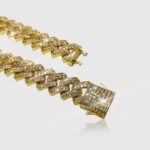 Iced Prong Link Chain (Gold) 15mm
