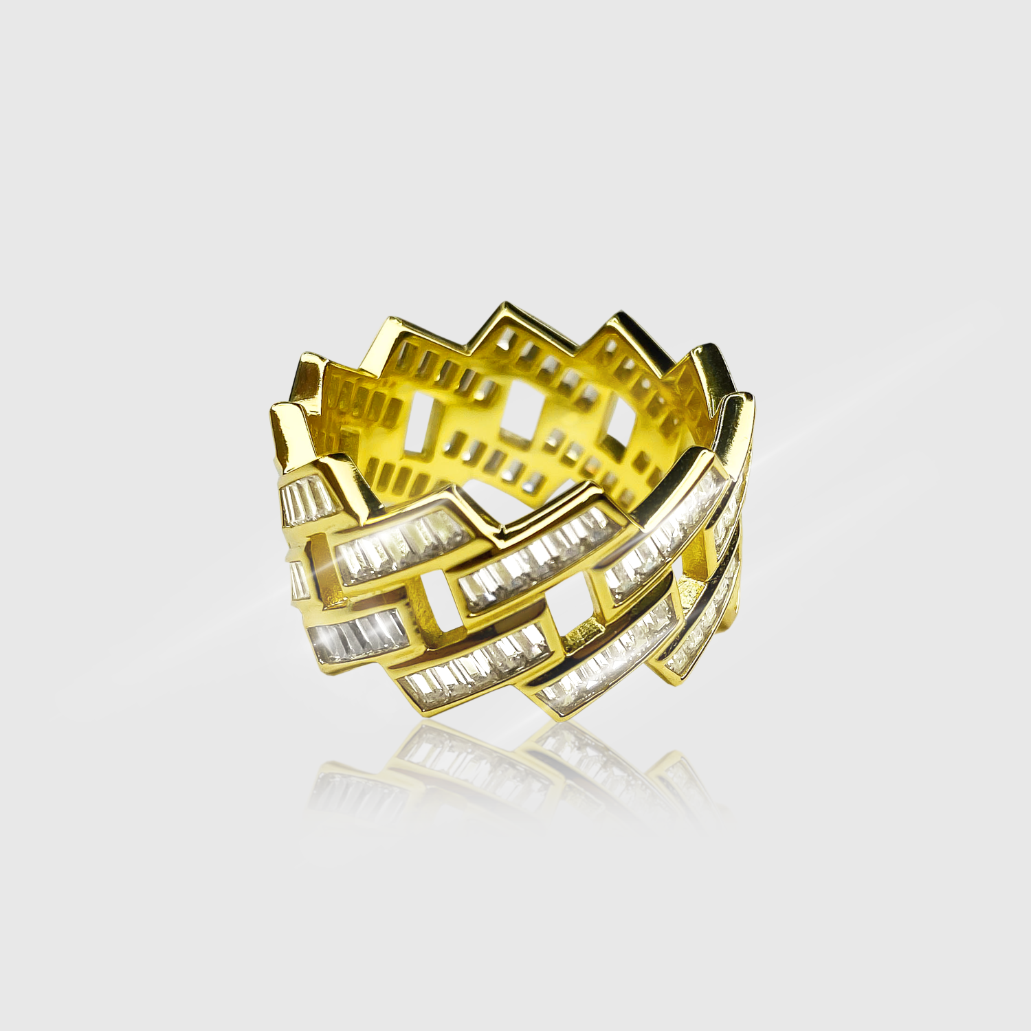 Iced Prong Cuban Ring (Gold)