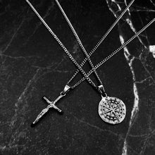 Load image into Gallery viewer, Compass x Crucifix Set (White Gold)
