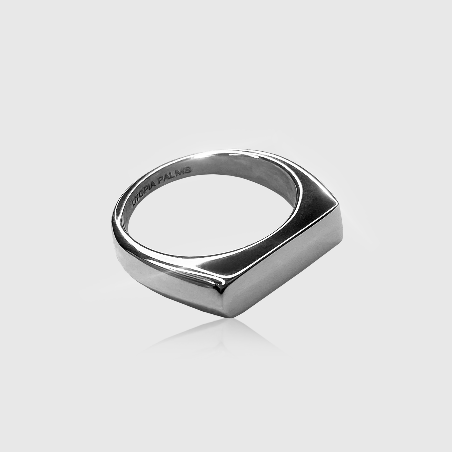Thin Rectangle Signet Ring (White Gold)