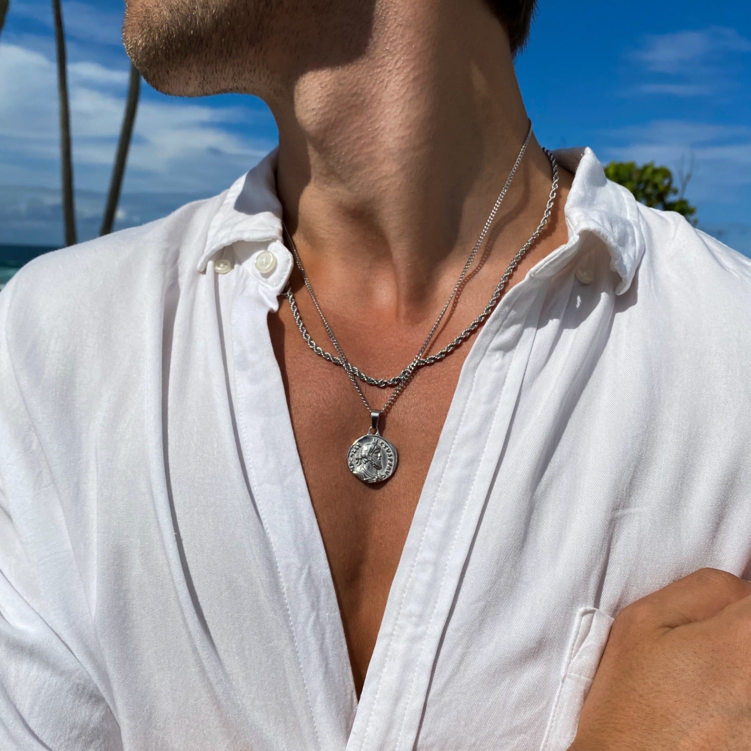 Roman coin outlet necklace mens